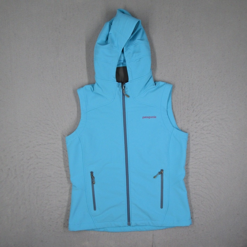 Patagonia Womens Blue Softshell Hooded Full Zip Guide Vest 82995 Medium